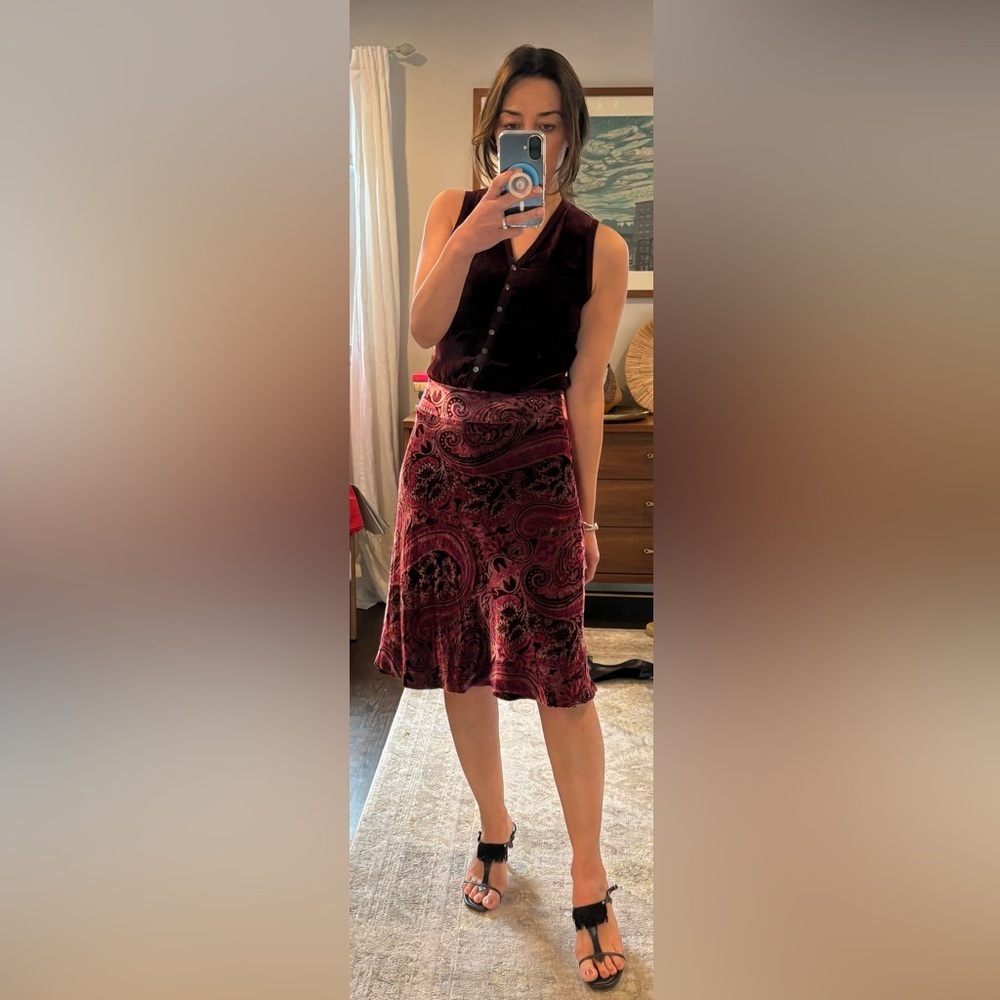 Banana Republic Paisley Pink Velvet Skirt Y2K - Picture 6 of 12